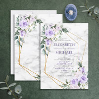 Ressort de marbre floral Lilac Géométrique Or tend
