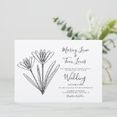 Invitation Ressort Fleur sauvage floral main dessinée papier  (Debout devant)