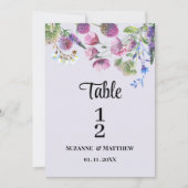 Invitation Ressort fleur sauvage violet lavande Numéro de tab (Devant)