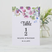 Invitation Ressort fleur sauvage violet lavande Numéro de tab (Debout devant)