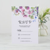 Invitation Ressort fleur sauvage violet lavande RSVP (Debout devant)