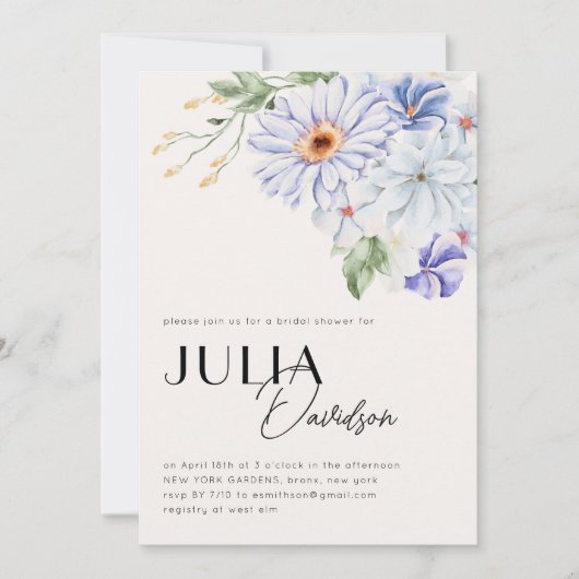 Invitation Ressort Lila Fleurs pourpres Fête des mariées de j (Devant)