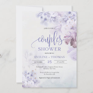 Invitation Ressort lilas dusté violet bleu rose couples douch