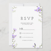 Invitation Ressort lilas vert fleur sauvage jardin boho RSVP (Devant)