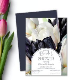 Invitation Ressort noir tulipes blanc Douche nuptiale