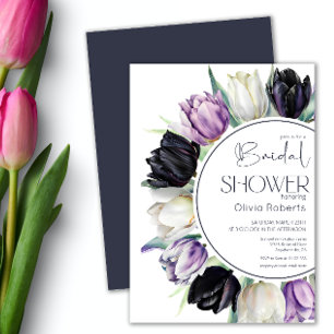 Invitation Ressort noir tulipes blanc Douche nuptiale