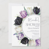 Invitation Ressort noir tulipes blanc Douche nuptiale (Devant)