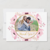 Invitation Ressort rose aquarelle Mariage Floral Merci (Devant)