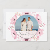 Invitation Ressort rose aquarelle Mariage Floral Merci (Devant)