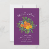 Invitation Ressort Rose orange violet Mariage (Devant)