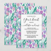 Invitation Ressort rose pourpre Tulipe Floral Aquarelle (Devant / Derrière)