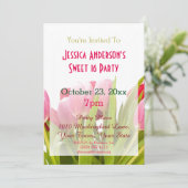 Invitation Ressort rose rousse Tulipe sucré 16 Anniversaire (Debout devant)