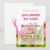 Invitation Ressort rose rousse Tulipe sucré 16 Anniversaire (Devant / Derrière)