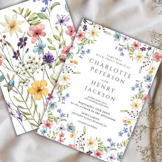 Invitation Ressort Rustique Elegant Mariage Fleur sauvage