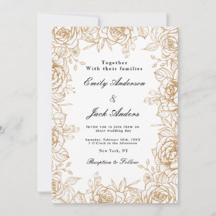 Invitation ressort simple main dessinée Floral élégant mariag