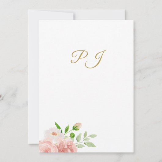 Invitation Ressort vert fleuri aquarelle mariage rustique (Dos)