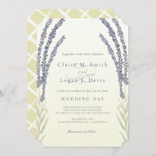 Invitation Ressorts de fleurs de lavande Aquarelle Mariage ja