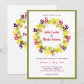 Invitation Ressorts de vin jaune Fleurs de raisins Mariage de (Devant / Derrière)