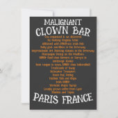 Invitation Restaurant Bar à Tiki Club de Nuit Clown Toga 2024 (Dos)