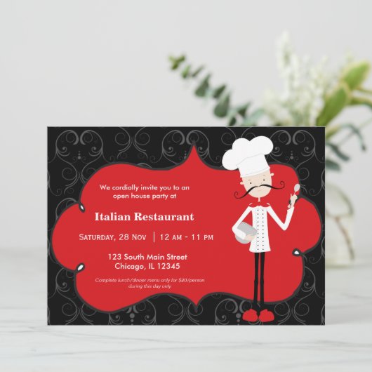 Invitation Restaurant Chef (Debout devant)