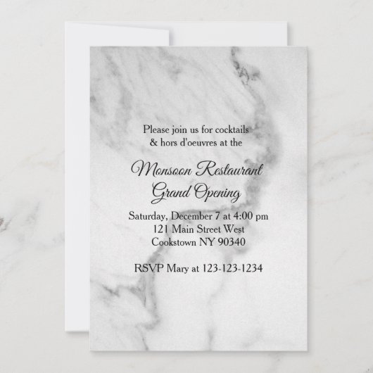 Invitation Restaurant Grand Marbre d'ouverture (Devant)