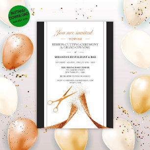 Invitation Restaurant moderne Cuivre Grand Ouverture