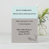 Invitation Restaurant simple Mint Blue Grey Retraite Party (Debout devant)