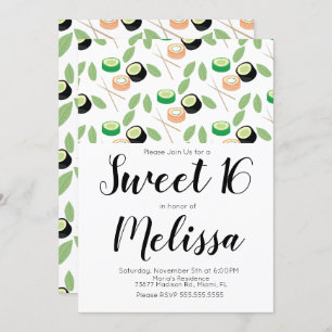 Invitation Restaurant Sweet 16 Hibachi Grill Sushi Rolls