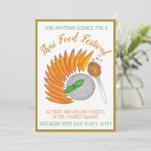 Invitation Restaurant thaïlandais Mango Sticky Rice (Debout devant)