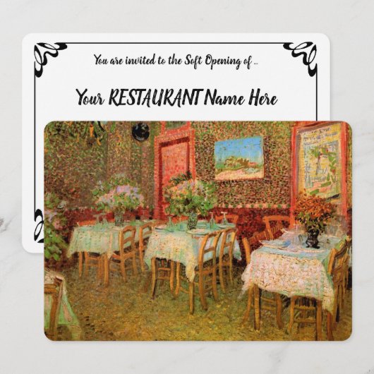 Invitation Restaurant Vincent van Gogh Ouverture en douceur (Devant / Derrière)