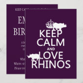 Invitation Restez au calme et aimez les rhinos (n'importe que (Devant / Derrière)