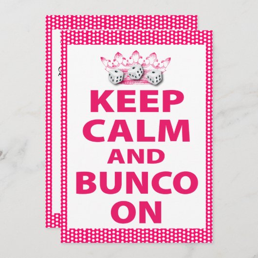 Invitation Restez Calme Et Bunco Sur (Devant / Derrière)