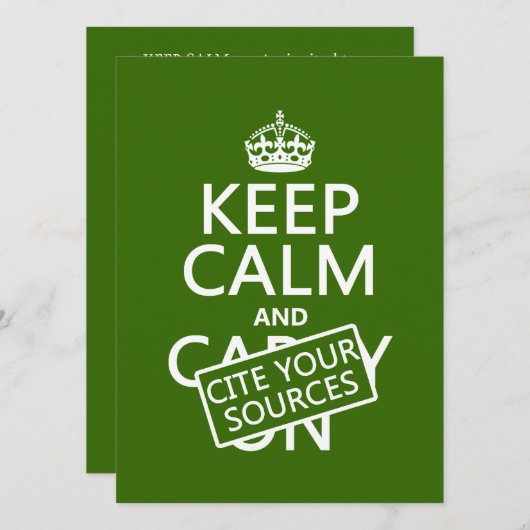 Invitation Restez calme et citez vos sources (dans n'importe  (Devant / Derrière)