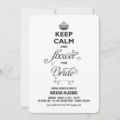 Invitation Restez Calme Et Douche La Mariée Fête des mariées (Devant)