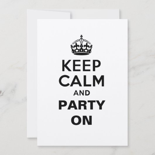 Invitation Restez calme et faites la fête (Devant)