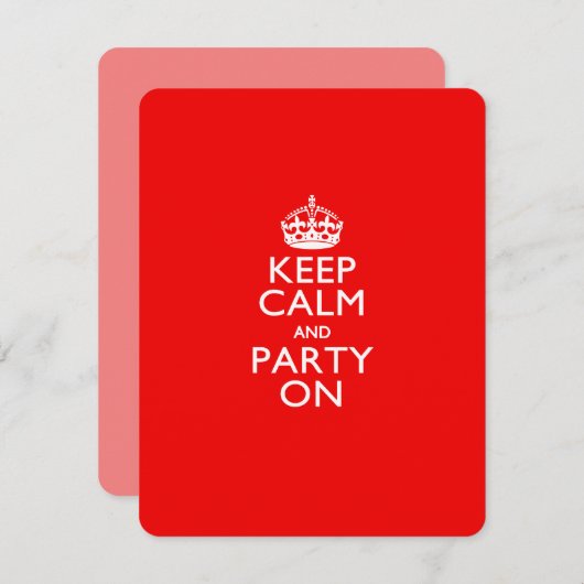 Invitation Restez calme et fêtez en rouge (Devant / Derrière)