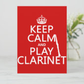 Invitation Restez calme et jouez au Clarinet (n'importe quell (Debout devant)
