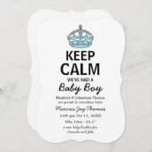 Invitation Restez Calme Nous avons eu un bébé garçon, un bébé (Devant / Derrière)