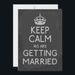 Invitation Restez Calme Nous Nous Marions Chalkboard<br><div class="desc">Conserver le calme Nous nous marions tableau noir invitations de mariage avec une touche d'humour .. arrière - plan de tableau noir avec texte blanc et une couronne dans le même style que le garder le calme et continuer le design .. annonces mariage personnalisables de Ricaso</div>