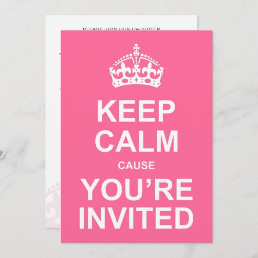 Invitation Restez calme parce que vous êtes invité(e) Sweet 1 (Devant / Derrière)