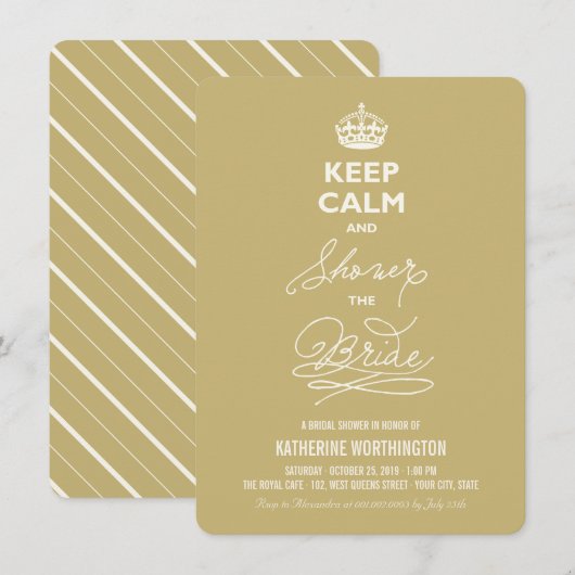 Invitation Restez Douche Calme La Mariée Fête des mariées Drô (Devant / Derrière)