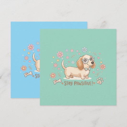 Invitation Restez Pawsitive Mignon Teckel (Devant / Derrière)