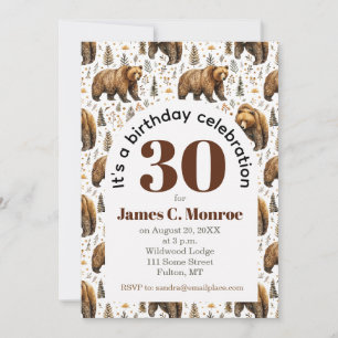 Invitation Restez sauvage ours bois Anniversaire