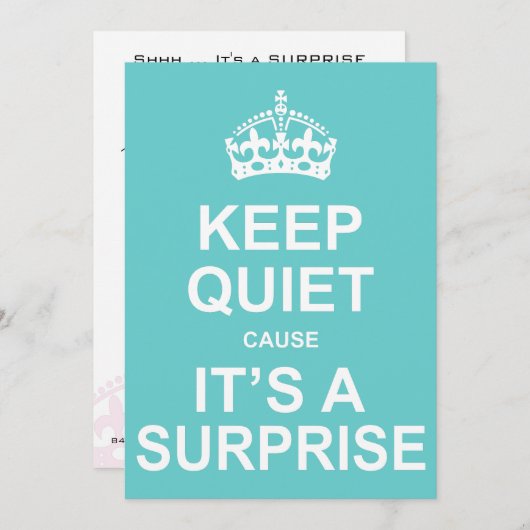 Invitation Restez tranquille, car c'est une fête surprise (Devant / Derrière)