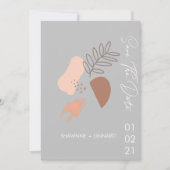 Invitation Résumé Boho Script Enregistrer la date Photo Gris  (Devant)