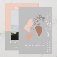 Résumé Boho Script Enregistrer la date Photo Gris 