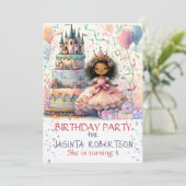 Invitation Résumé Couronne Princesse Château Abstrait  (Debout devant)