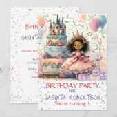 Invitation Résumé Couronne Princesse Château Abstrait  (Devant / Derrière)