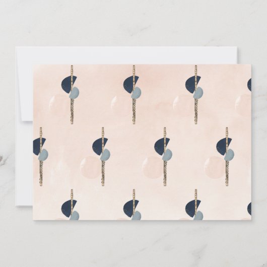 Invitation Résumé de récital de flûte Rose poudré abstrait & (Dos)