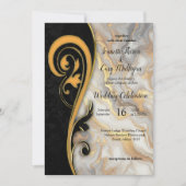 Invitation Résumé L'or sur les textures de marbre noir et mix (Devant)
